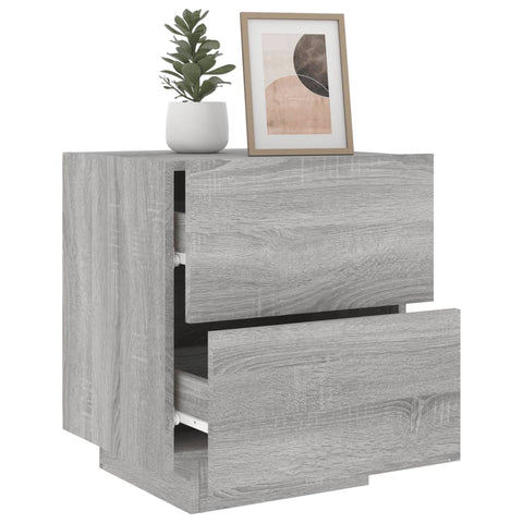 vidaXL Bedside Cabinet with LED Lights Grey Sonoma Engineered Wood