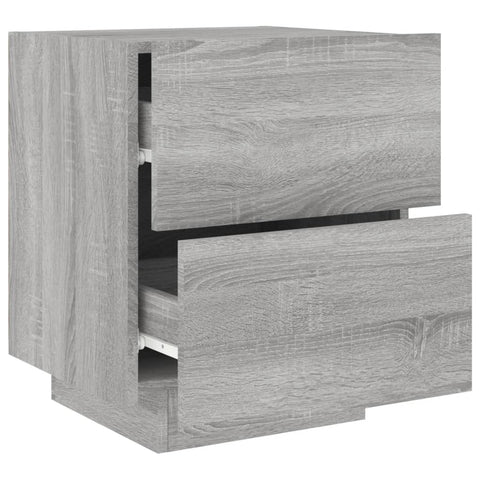 vidaXL Bedside Cabinet with LED Lights Grey Sonoma Engineered Wood