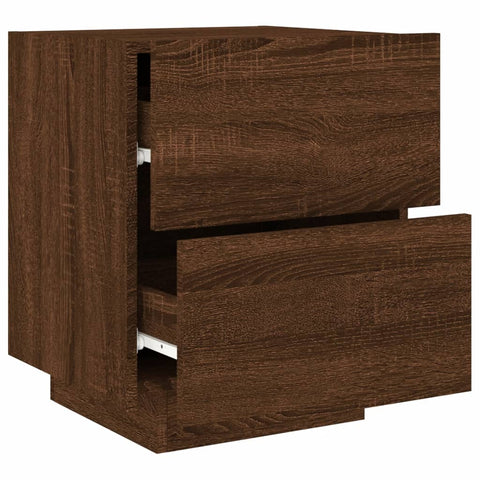vidaXL Bedside Cabinet with LED Lights Brown Oak Engineered Wood