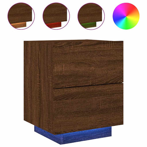 vidaXL Bedside Cabinets with LED Lights 2 pcs Brown Oak Engineered Wood