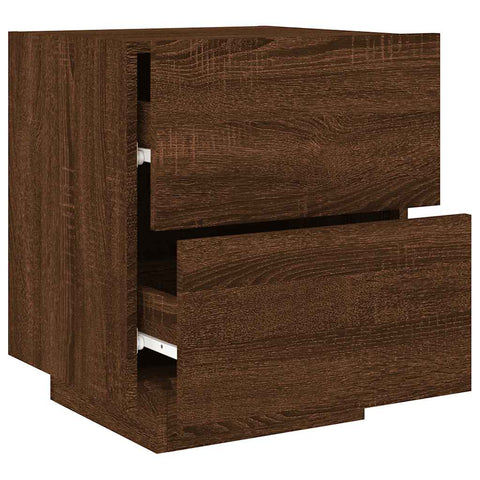 vidaXL Bedside Cabinets with LED Lights 2 pcs Brown Oak Engineered Wood