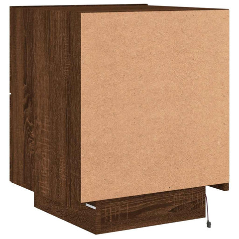 vidaXL Bedside Cabinets with LED Lights 2 pcs Brown Oak Engineered Wood