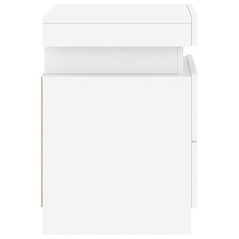vidaXL Bedside Cabinet with LED Lights White 35x39x55 cm