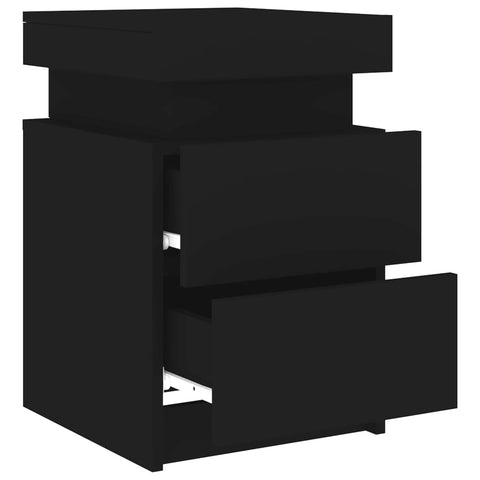 vidaXL Bedside Cabinets with LED Lights 2 pcs Black 35x39x55 cm