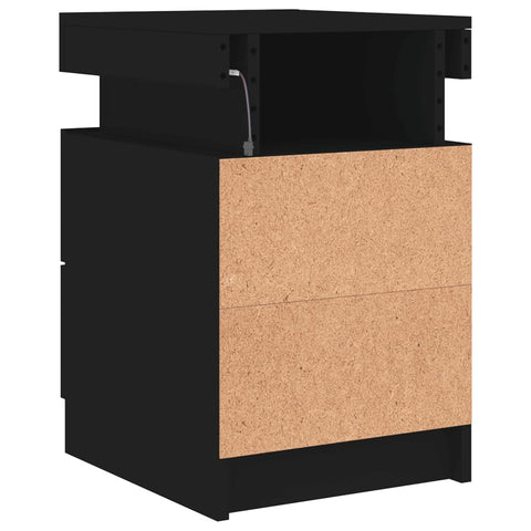 vidaXL Bedside Cabinets with LED Lights 2 pcs Black 35x39x55 cm