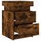 vidaXL Bedside Cabinet with LED Lights Smoked Oak 35x39x55 cm
