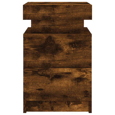 vidaXL Bedside Cabinet with LED Lights Smoked Oak 35x39x55 cm