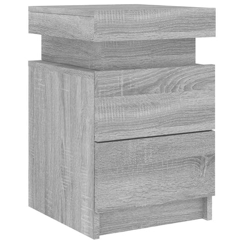 vidaXL Bedside Cabinet with LED Lights Grey Sonoma 35x39x55 cm