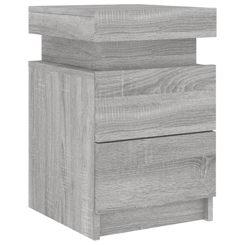 vidaXL Bedside Cabinets with LED Lights 2 pcs Grey Sonoma 35x39x55 cm