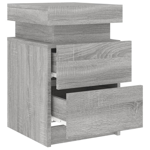 vidaXL Bedside Cabinets with LED Lights 2 pcs Grey Sonoma 35x39x55 cm