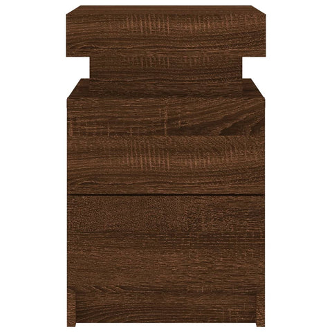 vidaXL Bedside Cabinet with LED Lights Brown Oak 35x39x55 cm