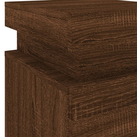 vidaXL Bedside Cabinet with LED Lights Brown Oak 35x39x55 cm