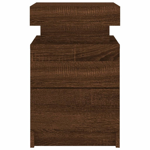 vidaXL Bedside Cabinets with LED Lights 2 pcs Brown Oak 35x39x55 cm