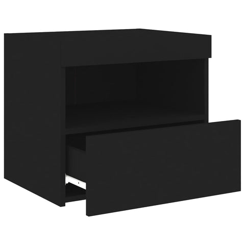 vidaXL Bedside Cabinet with LED Lights Black 50x40x45 cm
