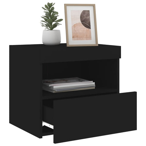 vidaXL Bedside Cabinets with LED Lights 2 pcs Black 50x40x45 cm
