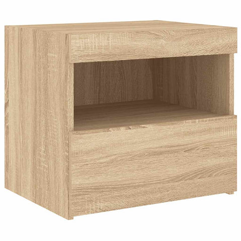 vidaXL Bedside Cabinet with LED Lights Sonoma Oak 50x40x45 cm