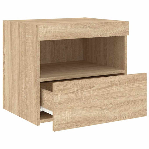 vidaXL Bedside Cabinet with LED Lights Sonoma Oak 50x40x45 cm