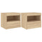 vidaXL Bedside Cabinets with LED Lights 2 pcs Sonoma Oak 50x40x45 cm