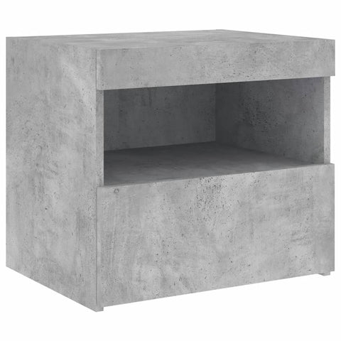 vidaXL Bedside Cabinet with LED Lights Concrete Grey 50x40x45 cm