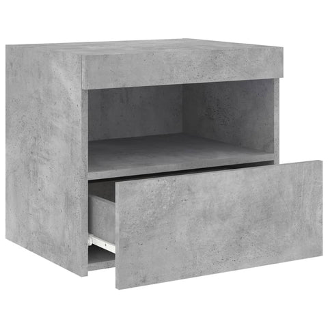 vidaXL Bedside Cabinet with LED Lights Concrete Grey 50x40x45 cm