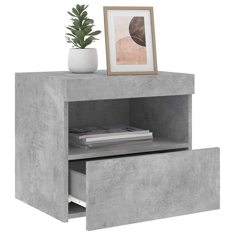 vidaXL Bedside Cabinets with LED Lights 2 pcs Concrete Grey 50x40x45 cm