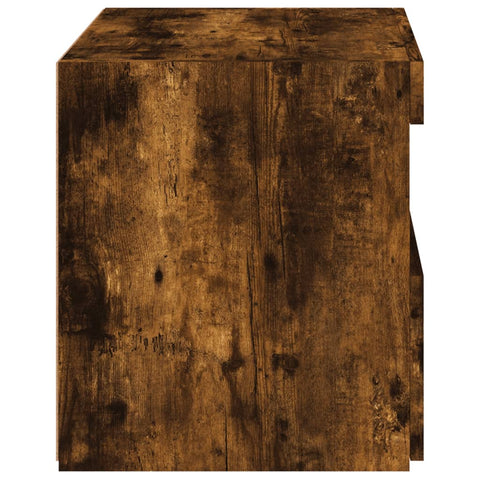 vidaXL Bedside Cabinet with LED Lights Smoked Oak 50x40x45 cm