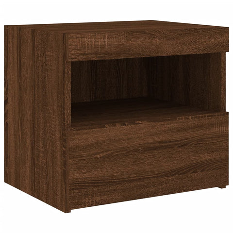 vidaXL Bedside Cabinets with LED Lights 2 pcs Brown Oak 50x40x45 cm