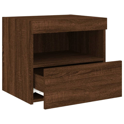 vidaXL Bedside Cabinets with LED Lights 2 pcs Brown Oak 50x40x45 cm
