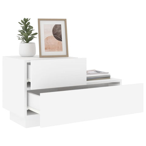 vidaXL Bedside Cabinet with LED Lights White 70x36x40.5 cm