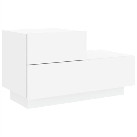 vidaXL Bedside Cabinet with LED Lights White 70x36x40.5 cm