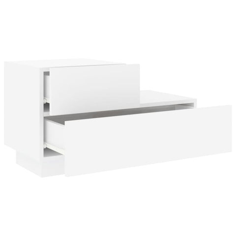 vidaXL Bedside Cabinet with LED Lights White 70x36x40.5 cm