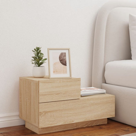 vidaXL Bedside Cabinet with LED Lights Sonoma Oak 70x36x40.5 cm