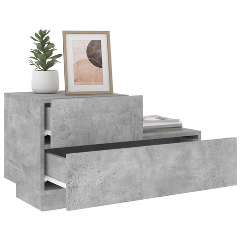 vidaXL Bedside Cabinet with LED Lights Concrete Grey 70x36x40.5 cm