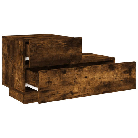 vidaXL Bedside Cabinet with LED Lights Smoked Oak 70x36x40.5 cm
