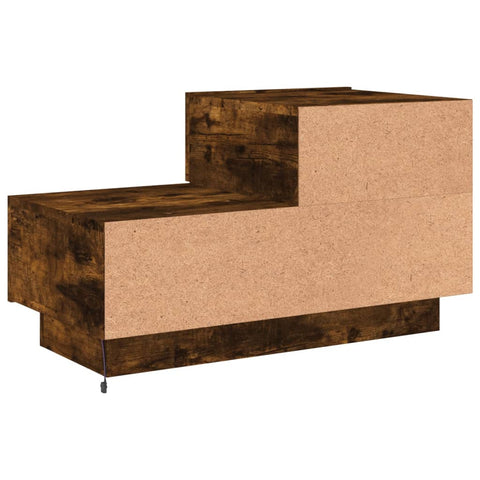vidaXL Bedside Cabinet with LED Lights Smoked Oak 70x36x40.5 cm