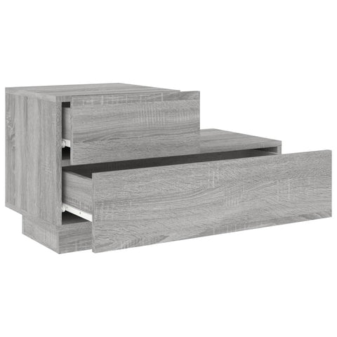 vidaXL Bedside Cabinet with LED Lights Grey Sonoma 70x36x40.5 cm