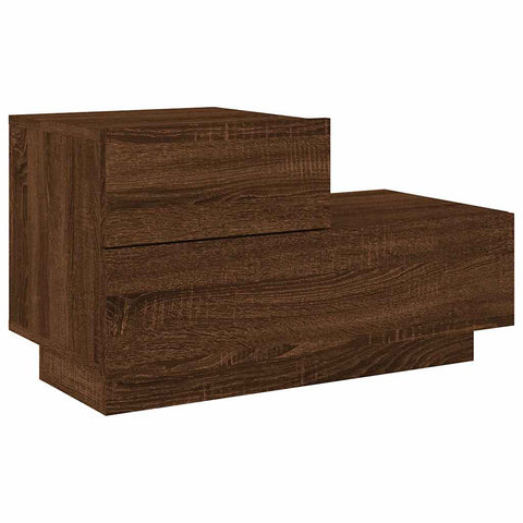 vidaXL Bedside Cabinet with LED Lights Brown Oak 70x36x40.5 cm