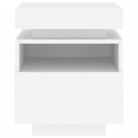 vidaXL Bedside Cabinet with LED Lights White 40x39x48.5 cm