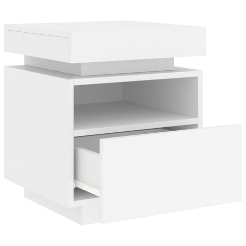 vidaXL Bedside Cabinets with LED Lights 2 pcs White 40x39x48.5 cm