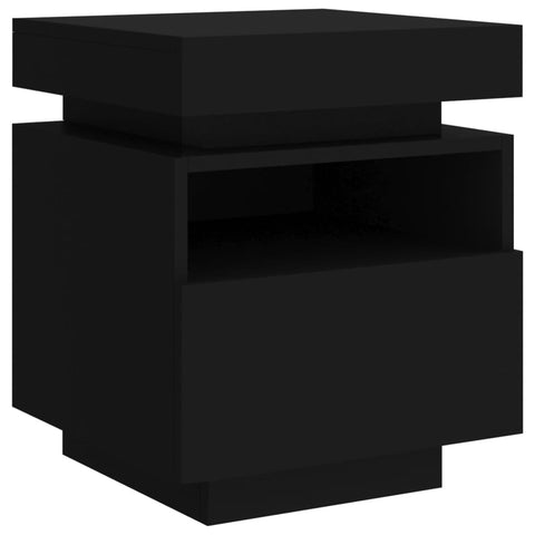vidaXL Bedside Cabinets with LED Lights 2 pcs Black 40x39x48.5 cm
