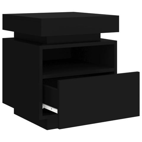 vidaXL Bedside Cabinets with LED Lights 2 pcs Black 40x39x48.5 cm