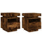 vidaXL Bedside Cabinets with LED Lights 2 pcs Smoked Oak 40x39x48.5 cm
