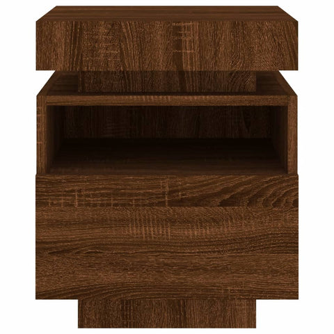 vidaXL Bedside Cabinet with LED Lights Brown Oak 40x39x48.5 cm