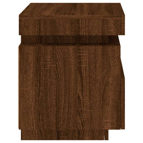 vidaXL Bedside Cabinet with LED Lights Brown Oak 40x39x48.5 cm