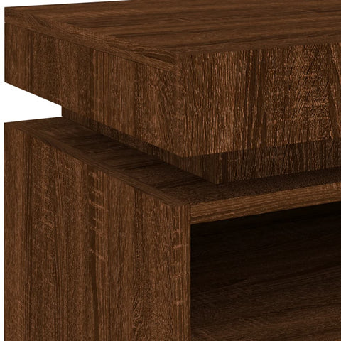 vidaXL Bedside Cabinet with LED Lights Brown Oak 40x39x48.5 cm