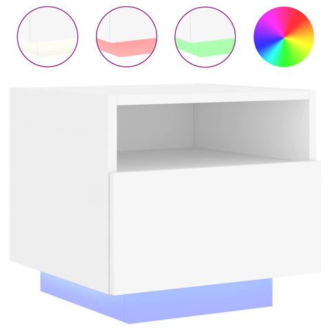 vidaXL Bedside Cabinets with LED Lights 2 pcs White 40x39x37 cm