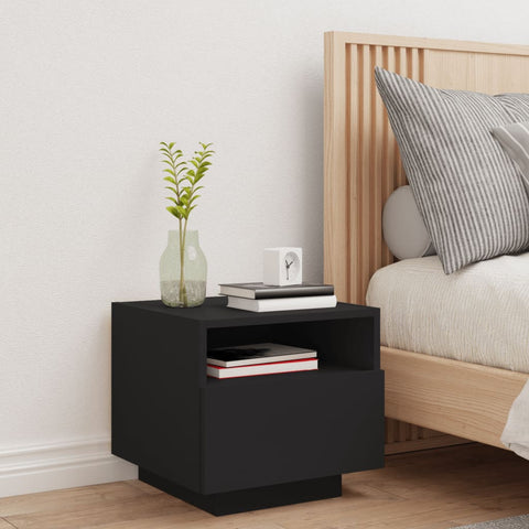 vidaXL Bedside Cabinet with LED Lights Black 40x39x37 cm