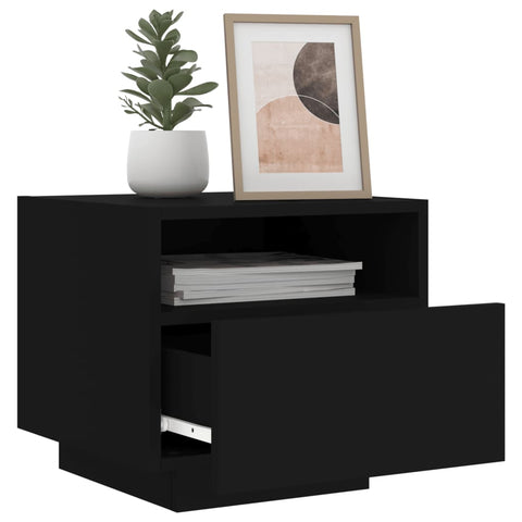 vidaXL Bedside Cabinets with LED Lights 2 pcs Black 40x39x37 cm