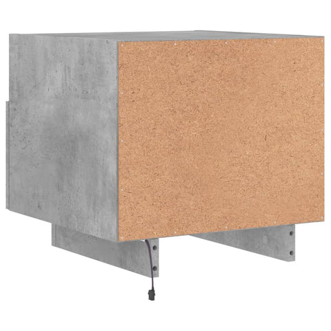 vidaXL Bedside Cabinet with LED Lights Concrete Grey 40x39x37 cm