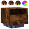 vidaXL Bedside Cabinet with LED Lights Smoked Oak 40x39x37 cm